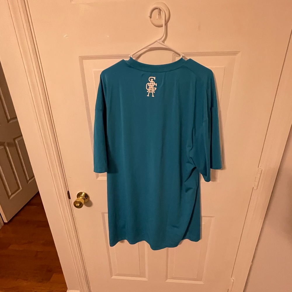 Saga blue polyester/spandex tshirt- long